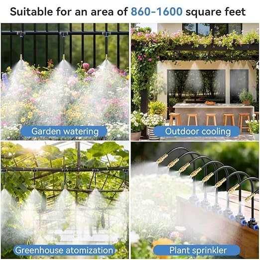 100FT Drip Irrigation SystemGarden Watering System with 17 Copper Nozzles&amp1/4 Tubing 360° Adjustable Irrigation System for GardenAutomatic sprinklers for YardRaised Beds&ampGreenhouse