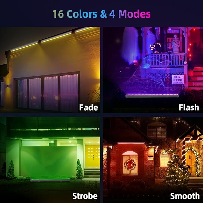 LED Wall Washer Light with RF Remote 144W RGBW Color Changing Linear Bar Light AC120V Waterproof RGB CCT Wall Washing Lamp for Outdoor and Indoor Lighting Projects Plug &amp Play