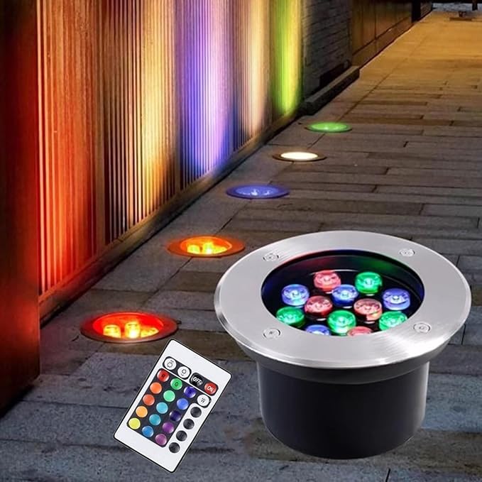 RGB Outdoor Recessed Spot Light - Landscape Lights - LED Spotlight AC 111-240V With Remote Control Courtyard Garden Color Changing Spotlight IP67 Waterproof LED Buried Lights(3W(111V~240V))