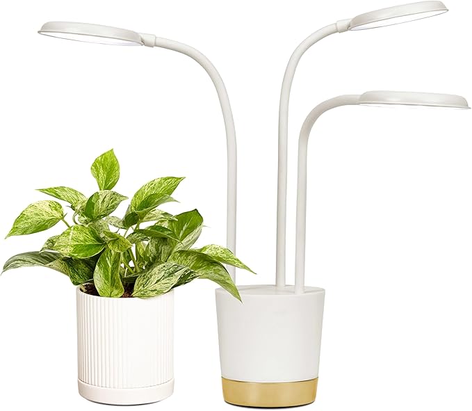 AeroGarden Trio Grow Light for Indoor Plants Grow Live Plants Anywhere in The Home Adjustable Light Modes Cream