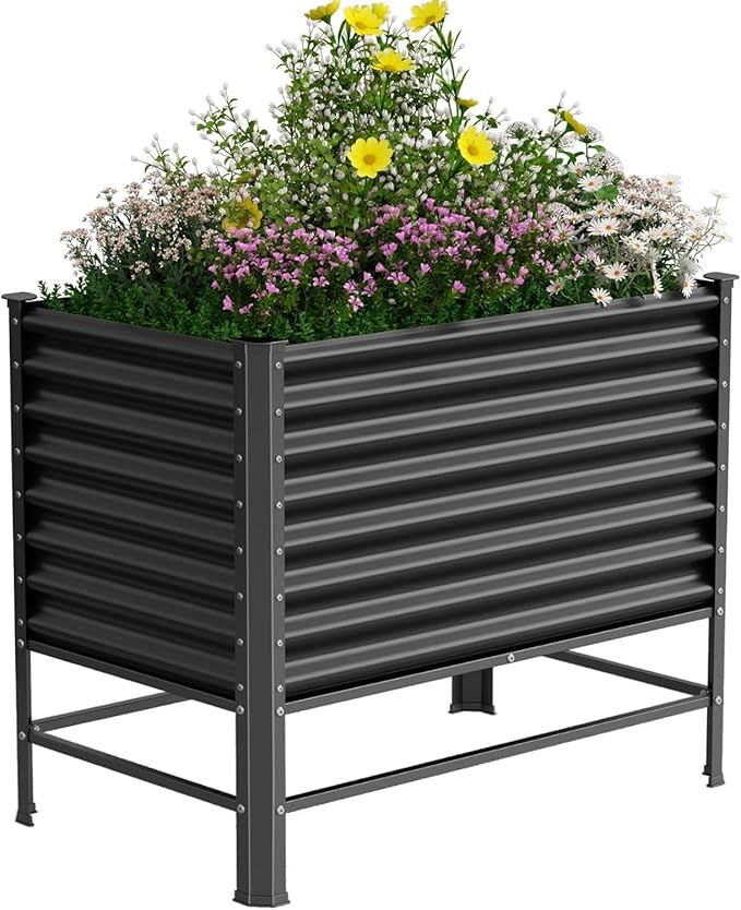 Galvanized Raised Garden Bed with Legs48×24×37in Large Metal Elevated Raised Planter Box Raised Garden Bed900lb Capacity with Drainage Holes for Vegetables Lawn Green Flowers Fruits Terrace