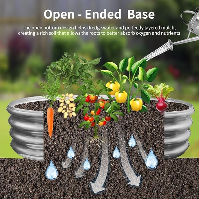 Galvanized Raised Garden Bed Outdoor Oval Metal Planter Box for Vegetables 4x2x1ft Outdoor Gardening Kit Flower Helb