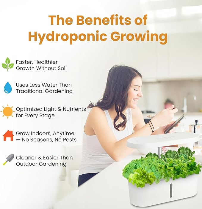 Indoor Hydroponics Growing System Kit – Aeroponic Herb &amp Vegetable Garden with LED Grow Light – Compact Indoor Gardening System for Plants Herbs Microgreens &amp Flowers – Hydroponic Planter