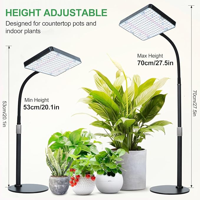 2026 Tabletop Grow Lights for Indoor Plants Seed Starting Bonsai 4/8/12/16/20H Timer 25 Watt Power Draw Bright Enough Like A Small Sun Daisy Chain Function 16-24 Height Adjustable