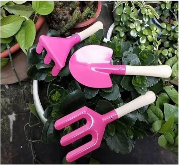 Mini Garden Tool Set 3 Piece Heavy Duty Succulent Kit for Plant Care SetIdeal Gardening Tool Kit Gifts for Parents and Kids Including Trowels Hand rake Gardening Hand Tools