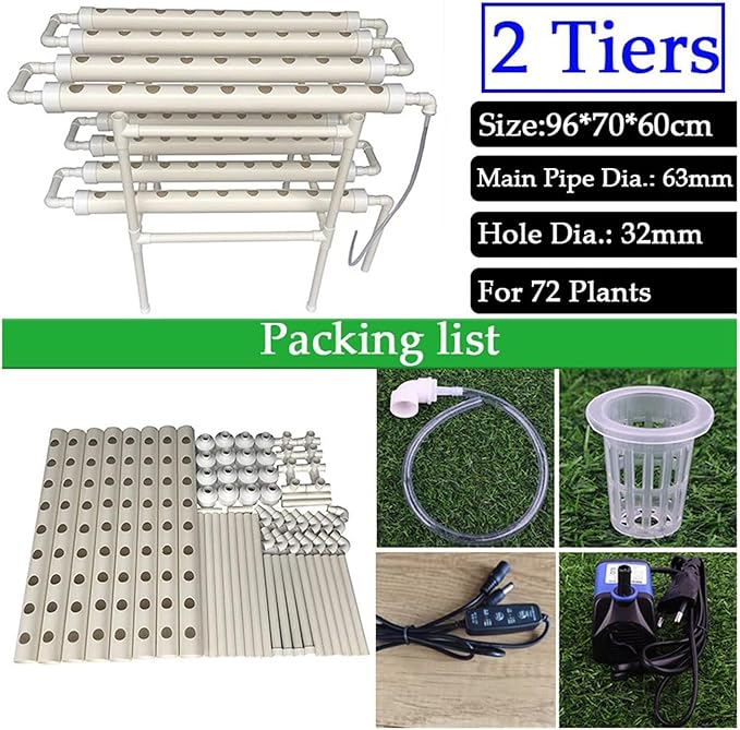 Hydroponic Site Grow Kit 2 Layers 72 Locations and Deep Streams Aquatic Grow Gardens with Pump DIY Clone Kit for Hydroponics System220V