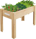GarveeHome Elevated Garden Bed with Legs &amp Hooks 47x30x22 Inch (4x2.5x1.8 ft) Raised Wood Planter Box for Vegetables/Herbs Outdoor Patio &amp Backyard with Non-Woven LinerNatural Wood