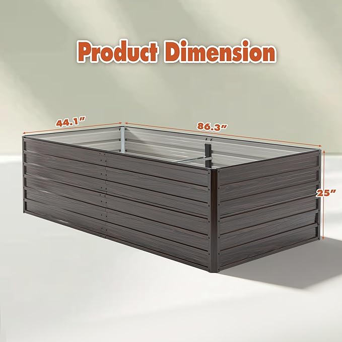 8x4x2 ft Tall Galvanized Raised Garden Bed Kit Large Metal Planter Box with Support Rods Safety Rubber Edge &amp Gloves Outdoor Raised Garden Bed for Vegetables Flowers &amp Herbs