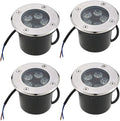 4pcs LED Outdoor Landscape Lights - Waterproof IP67 Spotlight Floodlight - Recessed Garden Lighting for Yard &amp Construction - CE ROHS FCC Certified (5W Blue/Red)