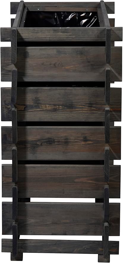 Raised Bed with Plug-in System Planter with Plant Film 79 x 37 x 79 cm Pine Wood Charcoal