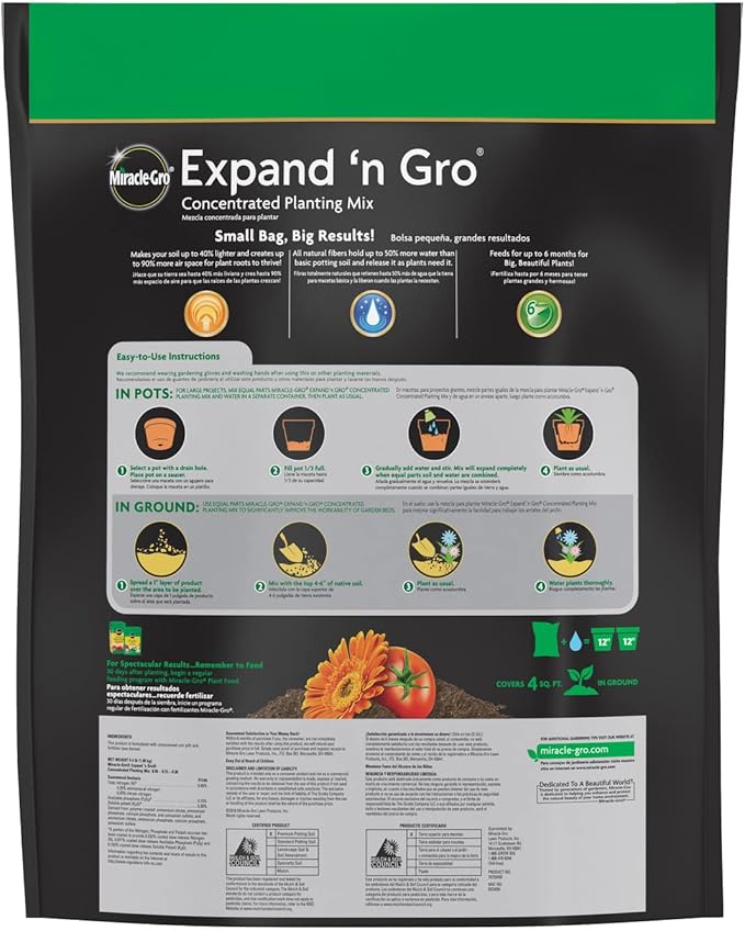 Miracle-Gro Planting Mix .33 cu. ft. 2-Pack | Concentrated | Expands to 1 cu. ft. | For Containers | For In-Ground Use