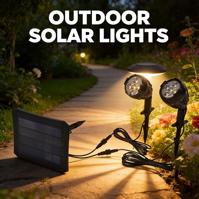 Outdoor Solar Lights 5V 3W Polysilicon Panel Fully Enclosed ABS Design Energy Saving - Weatherproof Spotlight Easy Installation for Garden and Yard