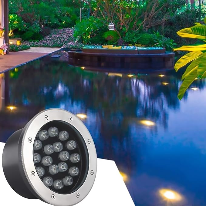 Outdoor Buried Lights - LED Underwater Light AC 24V Low Voltage Embedded Spotlight IP68 Waterproof Water Landscape Light for Underwater Decorative Lighting Easy to Install(White12W) (Yellow 15W)