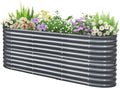 KING BIRD Raised Garden Bed 2.85 ft Tall 9 in 1 Galvanized Planter Garden Box Outdoor for Gardening Deep Root Vegetables Flowers 94.5X23.6X34.2 in Dark Green