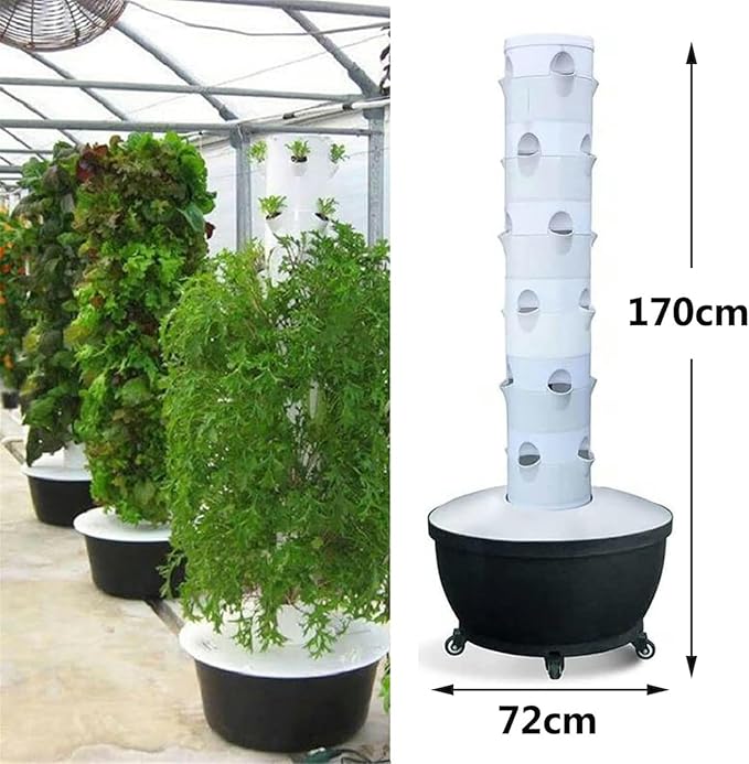 Hydroponics Growing Tower 6 Floor 36 Pods Garden Hydroponic Growing with Pump Aeroponics Grow Kit for Fruits and Vegetables-//