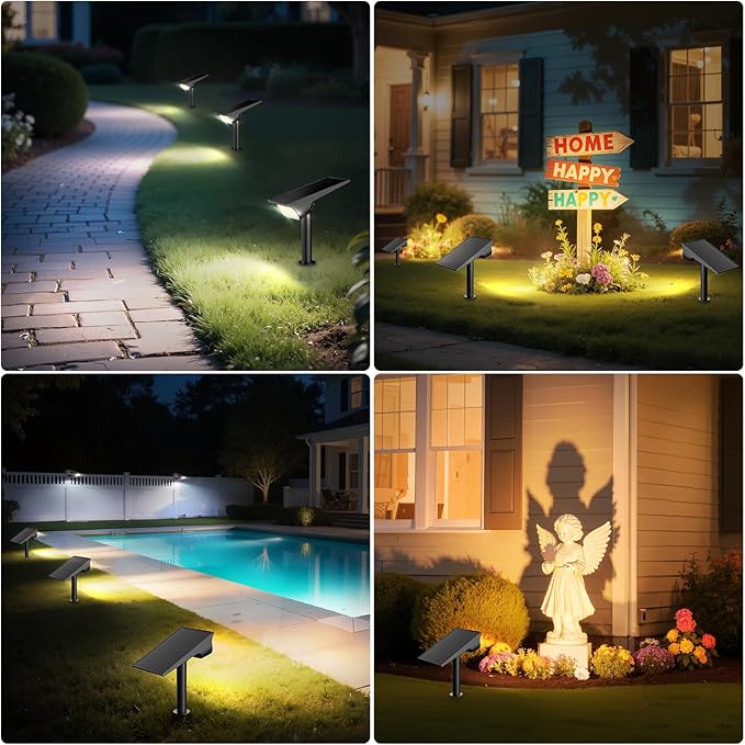Solar Light Outdoor Waterproof IP65 56 LED 3 Color Modes Solar Spot Lights Outdoor Solar Powered Garden Lights for Outside Landscape Pathway Yard House Patio Garage Driveway Tree 2Pack