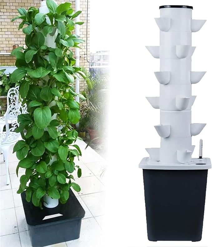 Indoor Smart Garden Kit Indoor Vertical Planting Garden Planter Suitable for Herbs Fruits and Vegetables Aeroponic Cultivation Kit(30 Holes)