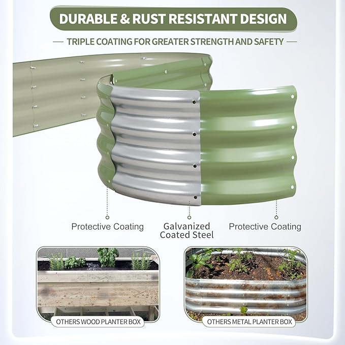 Galvanized Raised Garden Bed Outdoor- 2 Pcs Raised Beds for Gardening| Metal Planter Box Steel Raised Garden Bed Kit with Gloves for Vegetables Flower Herbs (4x2x1FT Green)