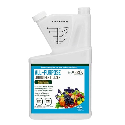 HyR BRIX All-Purpose Liquid 4-3-3 Fertilizer 32oz Bottle - Fast-Acting Plant Food with Micronutrients Humic &amp Fulvic Acids - Ideal for Vegetables Flowers Fruits &amp Houseplants