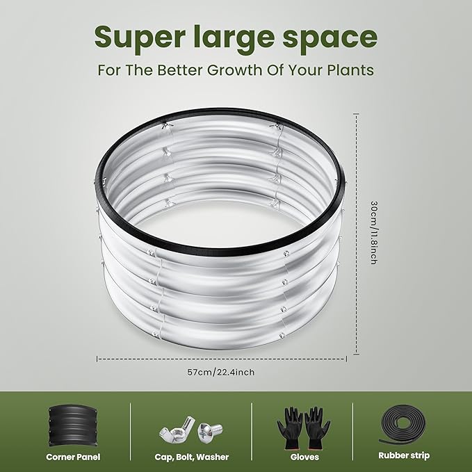 ZXZYHFTY Round Galvanized Raised Garden Bed kitSilver Outdoor Garden Raised Planter Box Round Large Metal Raised Garden Beds for Vegetable 2 * 2 * 1ft 2 Pcs