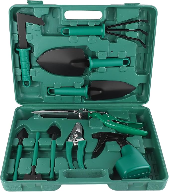 Tyenaza Gardening Garden Tool 10 Piece Set Scissors Spades Shovels Spray Cans Gardening Work Tools