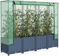 Raised Garden Bed Blue Grey Polypropylene 63x15.7x54.3 Inch Planter Box Imitation Rattan Texture Outdoor Indoor Gardening Elevated Planters for Vegetables Herbs Flowers