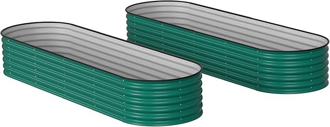 BlueWish 8x2x1.4FT Raised Garden Bed Outdoor 9 in 1 Metal Raised Bed for Gardening 17 H Galvanized Raised Garden Bed Planter Box for Plants Vegetables Flowers Green