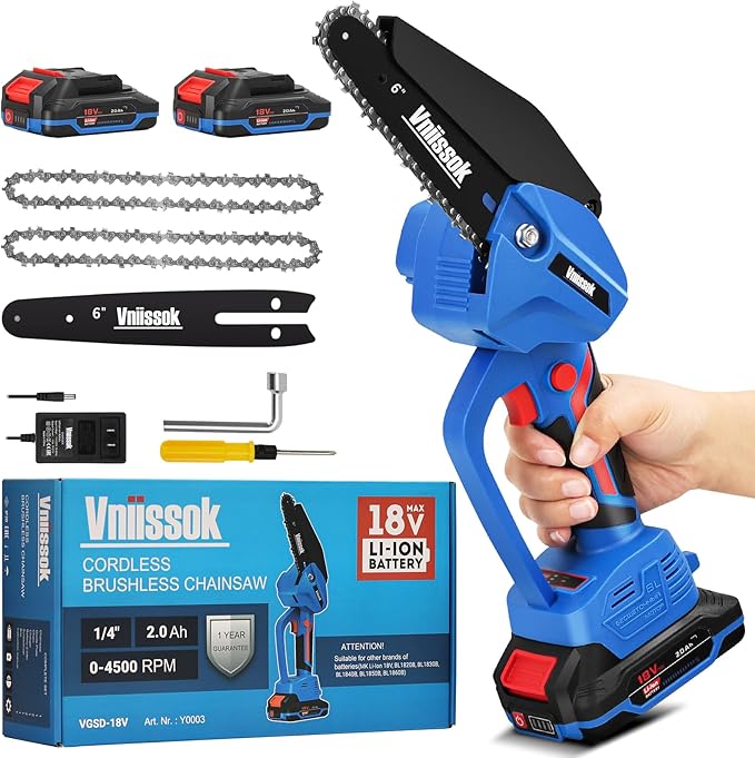 Chainsaw 6 Inch Mini Electric Chain Saw Cordless Battery PoweredHand Held Saw Pruning Shears Chain for Tree BranchesCourtyardHousehold and Garden Gifts for Men Dad Husband Women