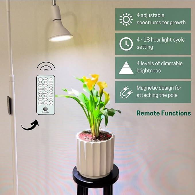 Sol-Leaf Premium LED Grow Lights: Adjustable Full Spectrum Remote Control Auto On/Off Timer Dimmable Swivel Head Height Extendable Stand - Ideal for Indoor Flower Growth Birthday Gift.