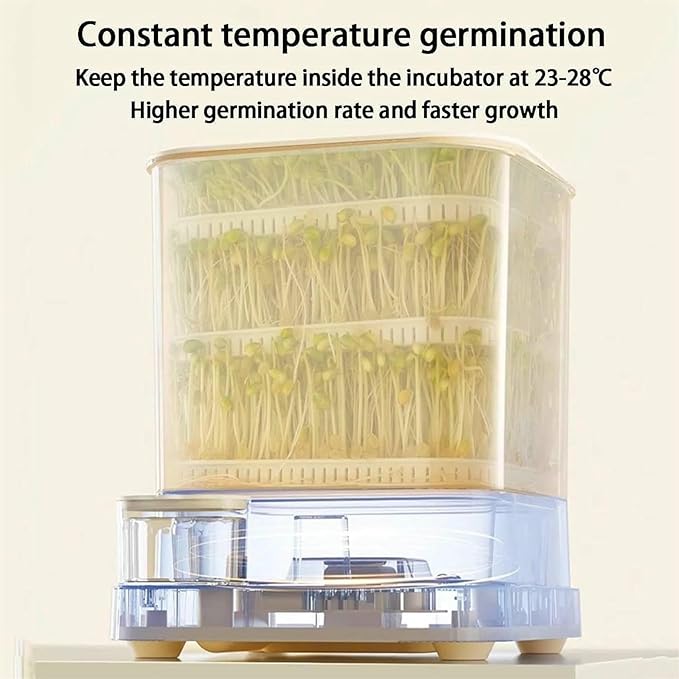 Automatic Sprouter Bean Growing Machine 3 Layers Home Smart Bean Sprout Machine with 1.5L Water Tank 360° Automatic Spray LED Display Tim