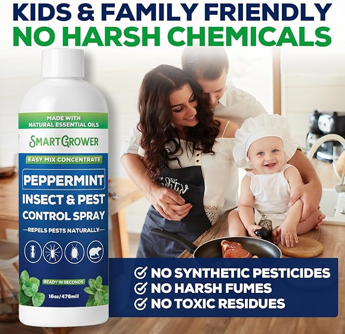 Peppermint Insect &amp Pest Control Best Value Concentrate - Repels Insects &amp Pests for Home Indoor Outdoor Garden - Maximum Strength Concentrate (Makes Two Gallons RTU) 16 oz