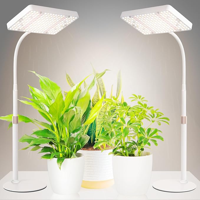 2Pack Desk Grow Light LED Full Spectrum UV IR Veg Seed Starting Seedlings Bonsai Houseplant Plant Light Table Top Grow Lights for Indoor Plants 16-24 Height Adjustable