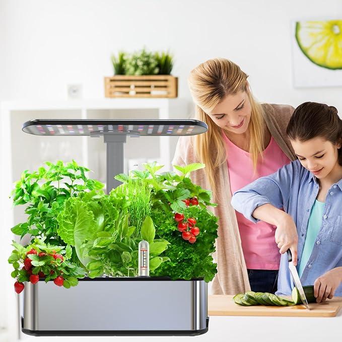 Hydroponics Growing Systems KitSmart Indoor Herbs GardenBHTNYOO/12 Pods 5L Capacity Planting Pots with LED Growth Lights and Intelligent Water PumpTimer