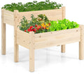 S AFSTAR Raised Garden Bed Set of 2 Wood Elevated Planter Beds with 8 Drainage Holes &amp 2 Planter Boxes 3.5 Cu.Ft Above Ground Rise Garden Beds for Flowers Vegetables Herbs