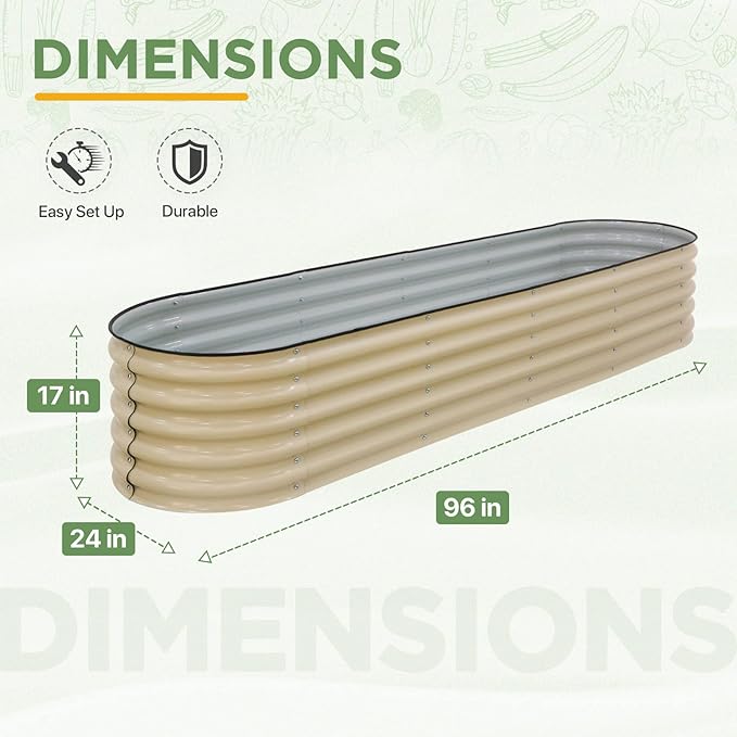 EAGLE PEAK 9 in 1 Modular 17in Customizable Elevated Raised Garden Bed Kit with Multiple Configurations Outdoor Metal Planter Box Steel Flower Bed Pearl White