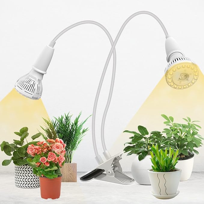 Grow Lights for Indoor Plants LED 20 W Full Spectrum Bulb Replaceable Plant Light 300 W Equivalent Clip on Grow Light with Optical Lens for Indoor Growing Lifetime Free Bulb Replacement