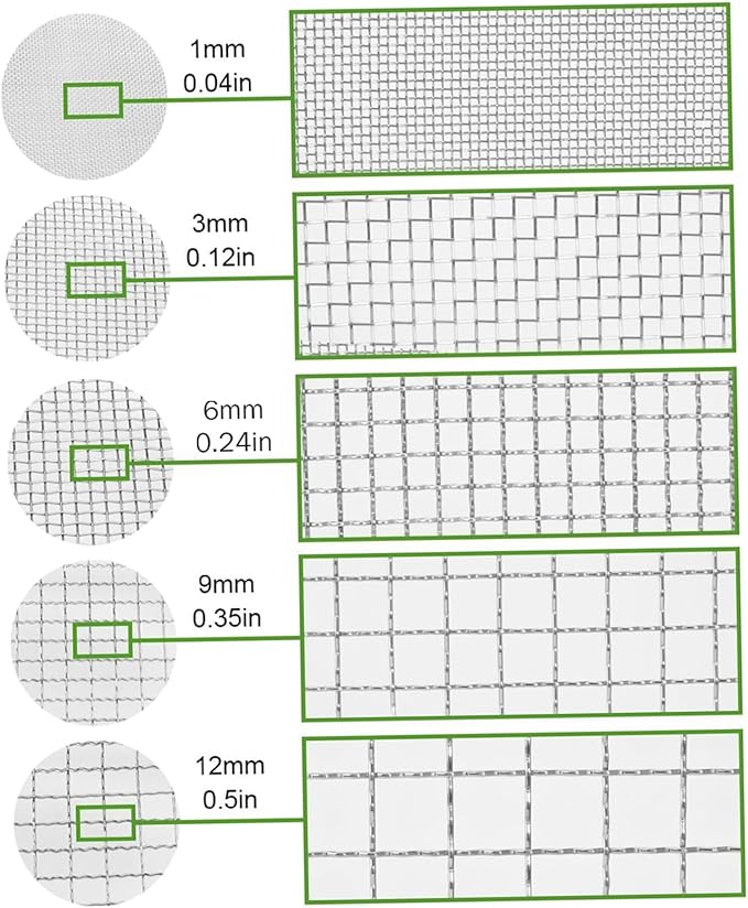 5Pcs Soil Sifter for Gardening Stainless Steel Soil Sifter Set with 5 Filter Mesh Sizes 1 3 6 9 12mm and Bonsai Scoops Gardening Tool