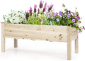 COSTWAY Raised Garden Bed Elevated Fir Wood Planter Box for Vegetables Herbs &amp Flowers – 47.5” x 17” x 20” for Backyard Patio &amp Balcony