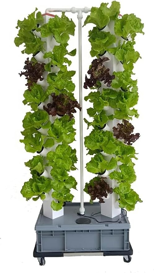 Vertical Grow Tower Hydroponics Growing System 64 Holes 8 Layers Soilless Cultivation Growing System with Pump and Timer for Fruits Vegetables A//1pc