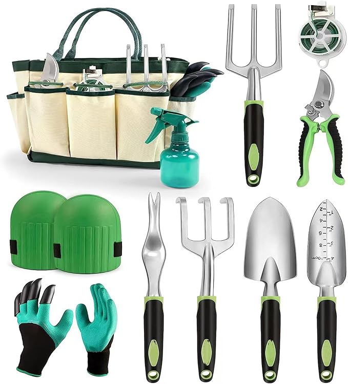 11 Pieces Stainless Steel Heavy Duty Gardening Tools Set Garden Tool Set Tree Trimmer Branch Cutter Kit Heavy Duty Hand Pruner Ergonomic Gardener Gardening Hand Tool Set