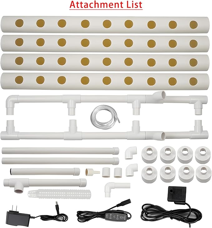Hydroponics Growing System Kit36 Sites PVC-Pipe Vertical Hydroponic Garden Planting Vegetables and Herbs Growth Cultivation Equipment with PumpTimerPlanting BasketGrow Sponges