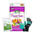 Espoma FT18 Organic Flower-Tone 3-4-5 18 lb. Bag with My Garden Pool PH Soil Test Strips 20 ct and My Garden Pool Superior Gardening Claw Gloves and Garden-IQ Smart Gardening AI Assistant