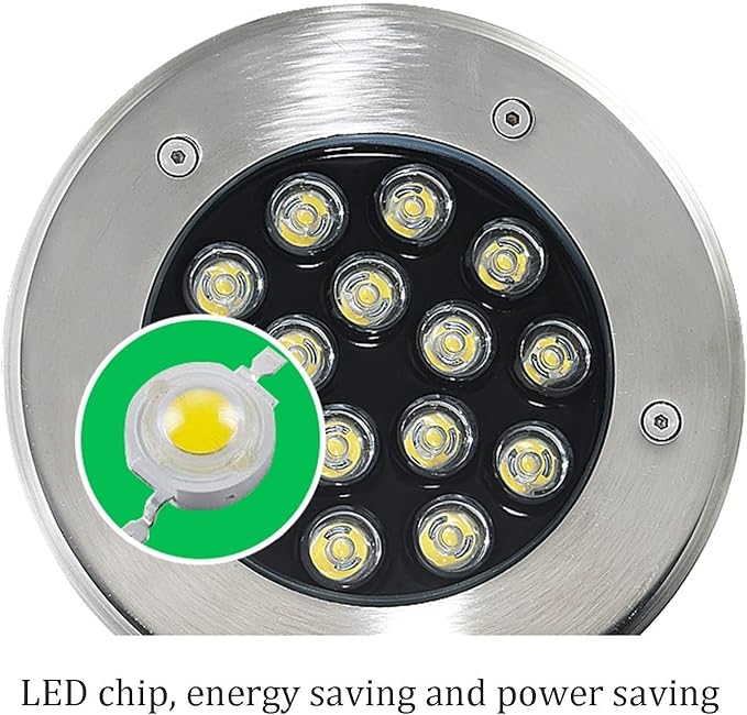 LED Outdoor Spotlight - Recessed Low Voltage Landscape Light IP66 Waterproof Garden Underground Light Round Recessed Led Spotlight for Pathway Patio Driveway Landscape Lamp (Blue 18WAC12V)