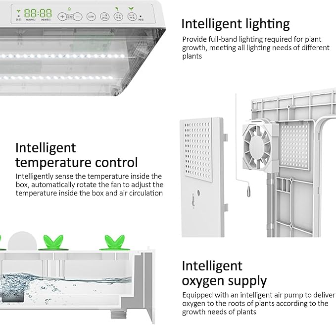 Hydroponics Growing System 30 Holes Aeroponic Tower Kit with 20W LED Grow Light 4L Water TankVertical Hydroponic Garden Tower for Home Kitchen Gardening
