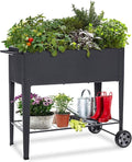 48.5*24.5*35.4in Raised Garden Bed Raised Planter Box with Legs Outdoor Elevated Garden Bed On Wheels for Vegetables Flower Herb Patio （Black）