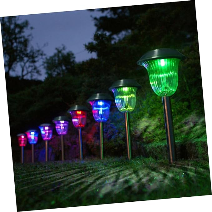 Toyvian 4pcs Led Solar Garden Lights Stainless Steel Lawn Lamp Landscape Lights for Outdoor Decor Easy Install