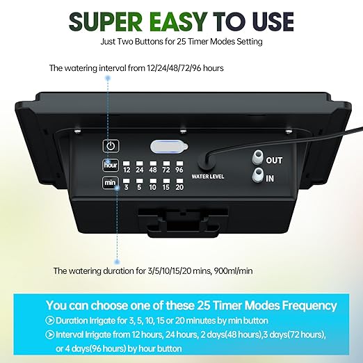 Solar Irrigation System for Garden - Skycow 2W Solar &amp USB Power Automatic Drip Irrigation Kit15 Potted Indoor Outdoor Garden Balcony Anti-Siphoning Plant Watering System 25 Timing Mode