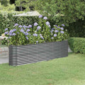 Large Garden Raised Bed Anthracite Powder-Coated Steel 102.4x102.4x26.8 in Durable Outdoor Planter for Vegetables Flowers Gardening