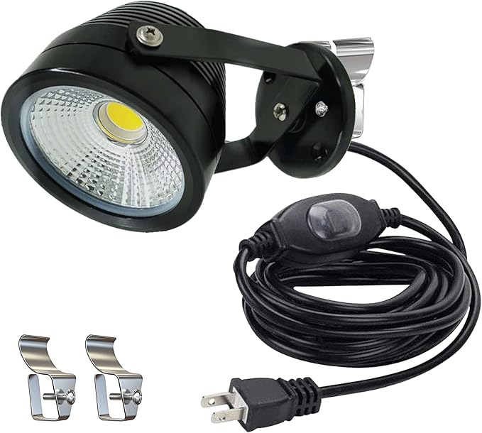 Kiven LED Indoor/Outdoor Waterproof Spotlight Porch Light with 9.84 FT Plug-in Cord 5Watts Plug in Accent Light with Vinly Siding Hooks for Plants Porch Garden(Cool White)