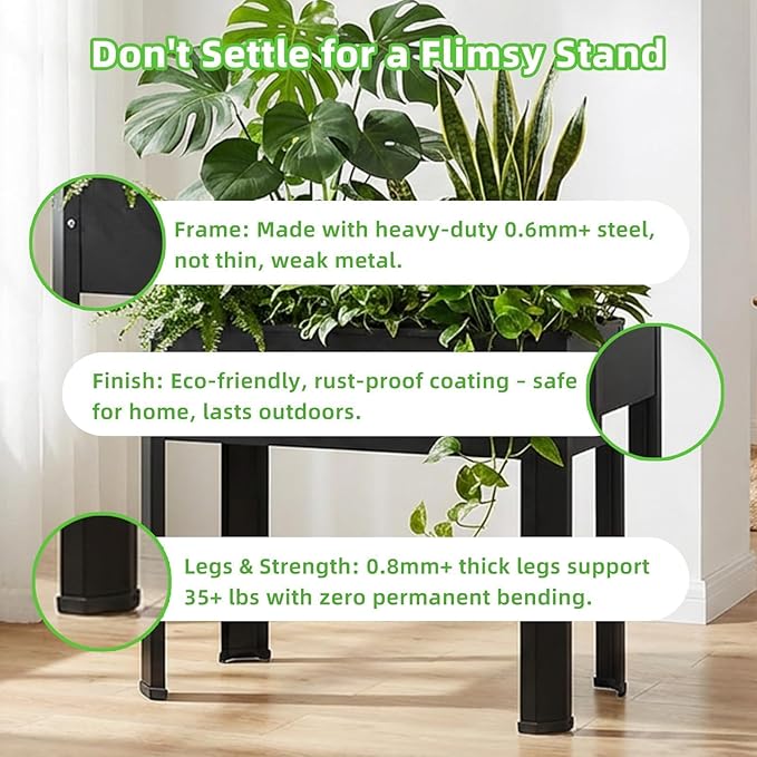 Compact Raised Garden Bed with Legs 24 x 11 x 18 in Small Metal Planter Box 5.9 in Soil Depth 100 lb Capacity Galvanized Steel Drainage Holes Anti-Rust for Patio Balcony &amp Deck